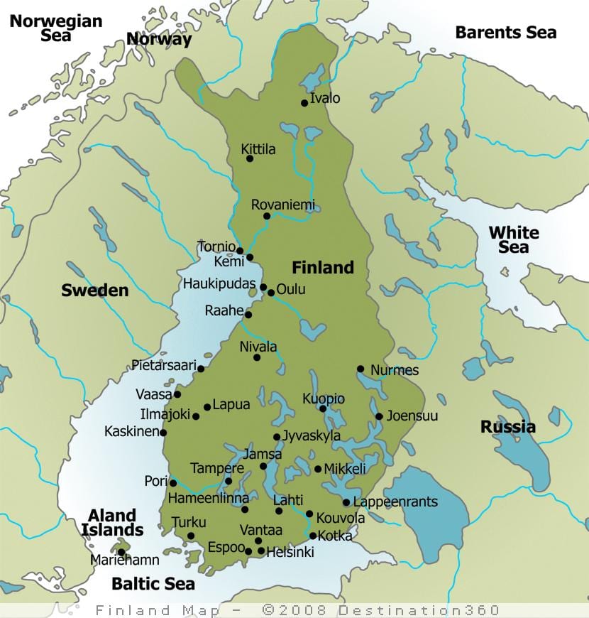 Mapa camping Finlandia