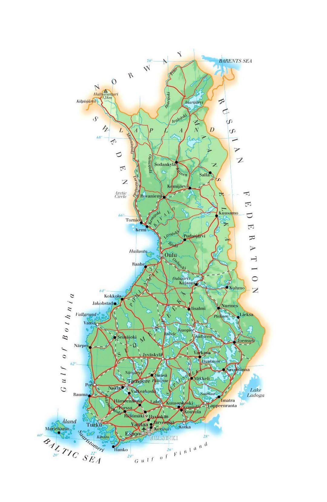 Mapa Finlandia kota