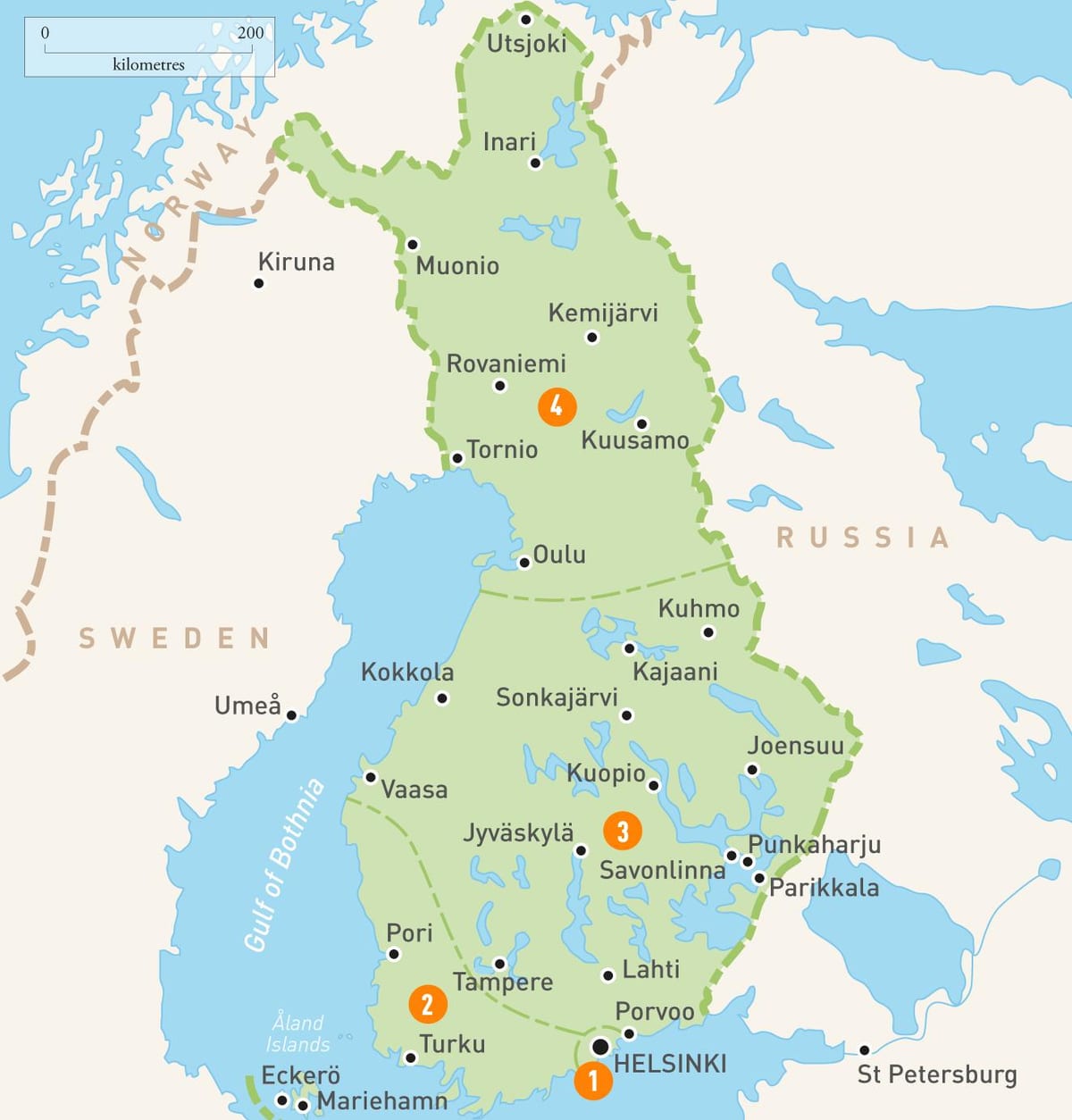 Mapa Finlandia laku