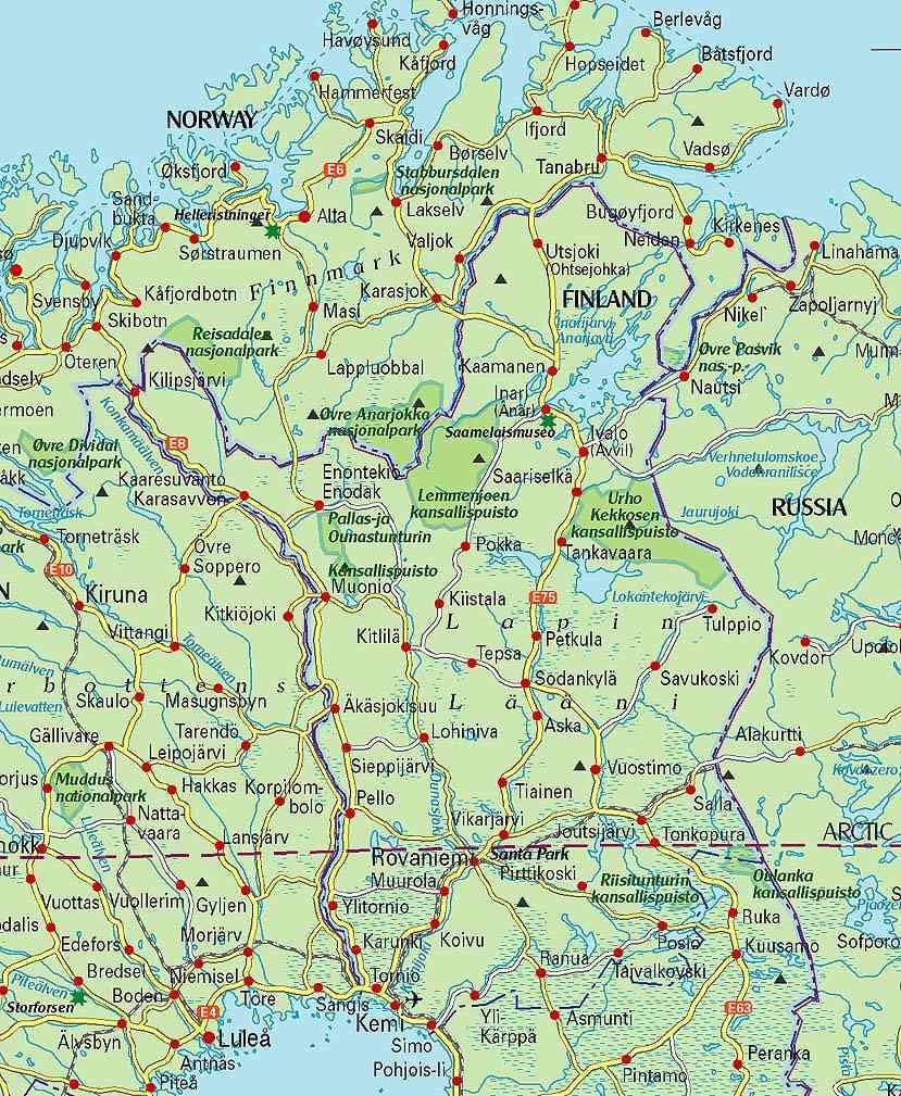 Mapa Finlandia senderismo