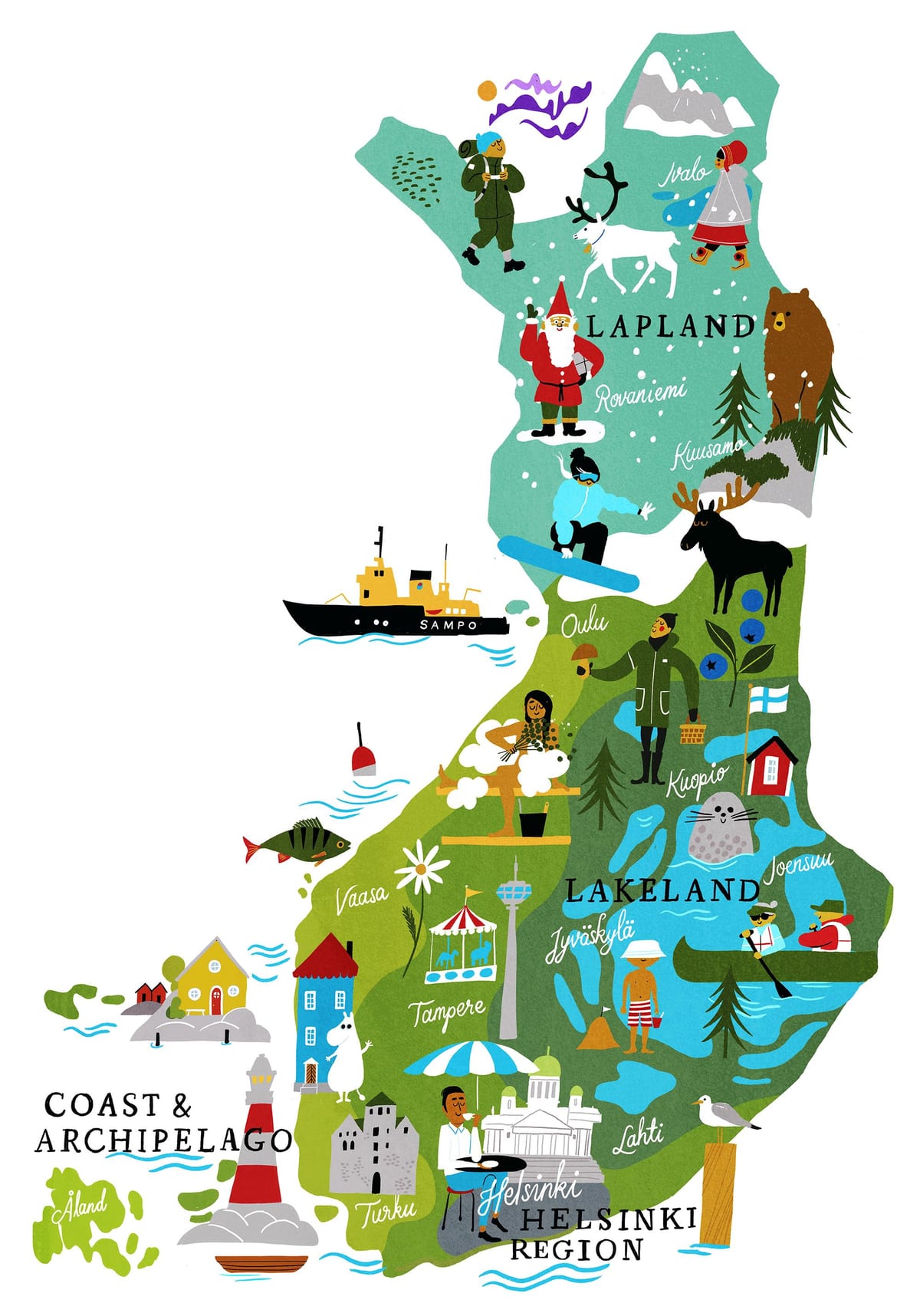 Finlandia bidaia mapa