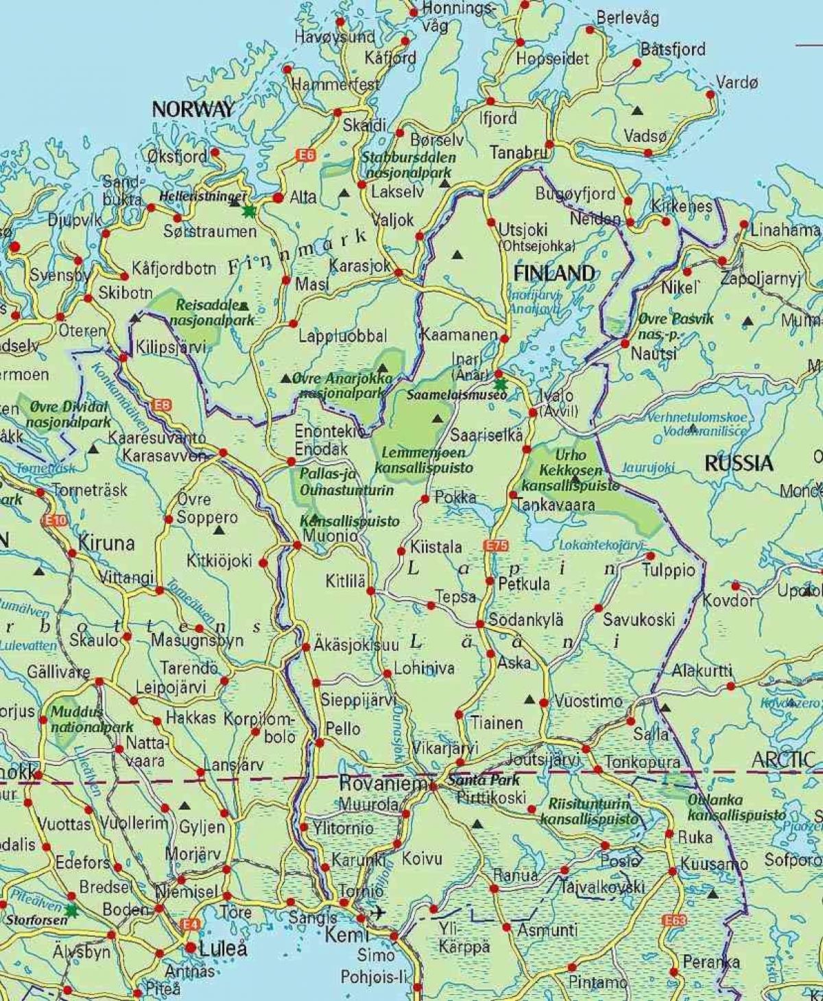 mapa Finlandia eta laponia