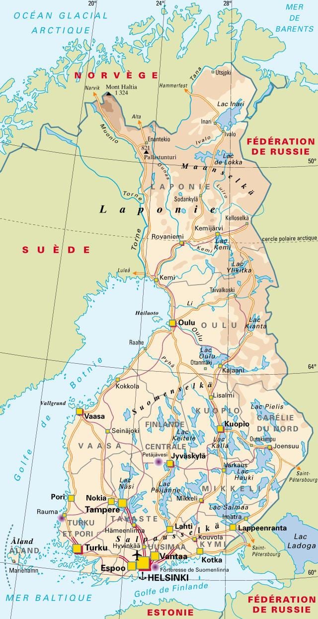 Mapa Finlandiako parke nazionalak