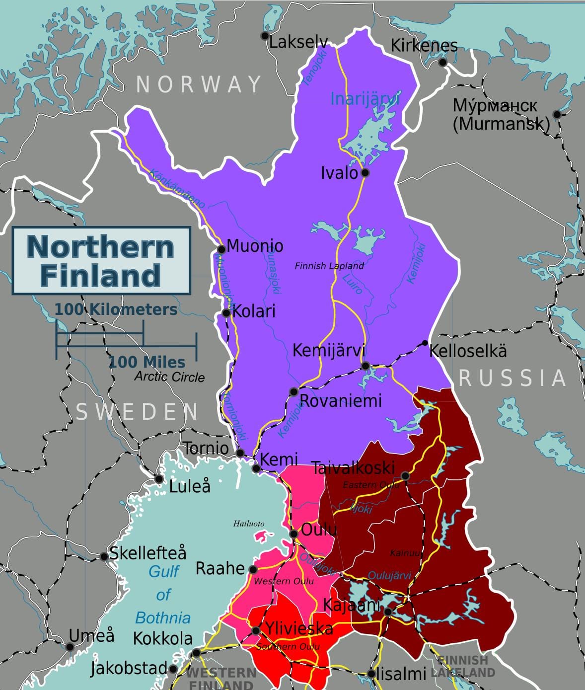 Mapa iparraldeko Finlandia