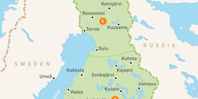 Mapa Finlandia laku