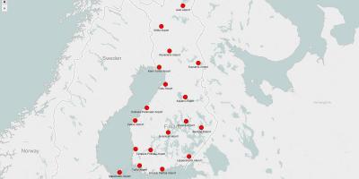 Mapa Finlandiako aireportuak