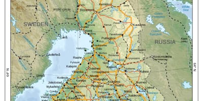 Mapa fisikoa Finlandia